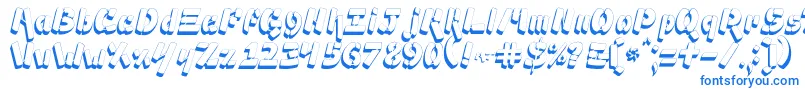 フォントAmpad3D2 – 白い背景に青い文字