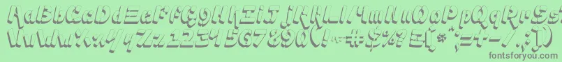 フォントAmpad3D2 – 緑の背景に灰色の文字