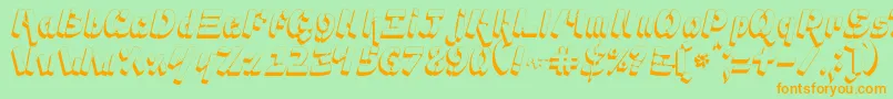 Ampad3D2-Schriftart – Orangefarbene Schriften auf grünem Hintergrund