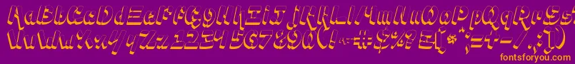 フォントAmpad3D2 – 紫色の背景にオレンジのフォント