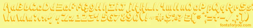 Ampad3D2-Schriftart – Orangefarbene Schriften auf gelbem Hintergrund