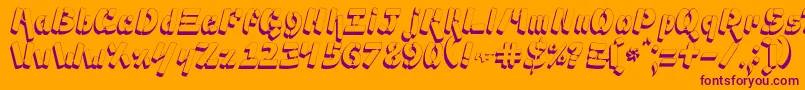 Ampad3D2-Schriftart – Violette Schriften auf orangefarbenem Hintergrund