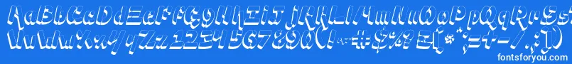 Ampad3D2-Schriftart – Weiße Schriften auf blauem Hintergrund