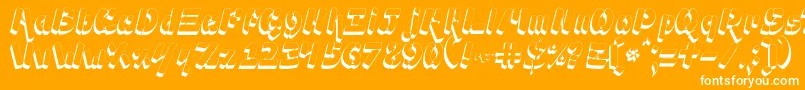 Ampad3D2-Schriftart – Weiße Schriften auf orangefarbenem Hintergrund
