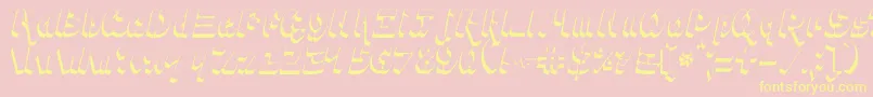 Ampad3D2-fontti – keltaiset fontit vaaleanpunaisella taustalla
