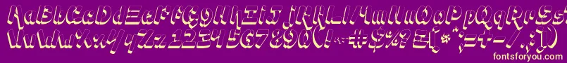 Ampad3D2-Schriftart – Gelbe Schriften auf violettem Hintergrund