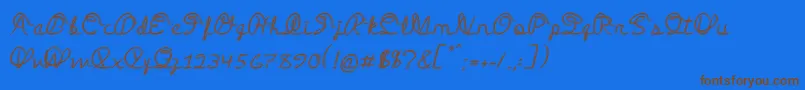 Weitere Informationen zur MedleyScript-Schriftart MedleyScript-Schriftart – Braune Schriften auf blauem Hintergrund