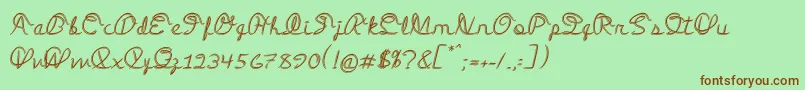 MedleyScript Font – Brown Fonts on Green Background
