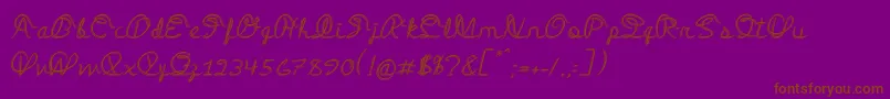 Fonte MedleyScript – fontes marrons em um fundo roxo