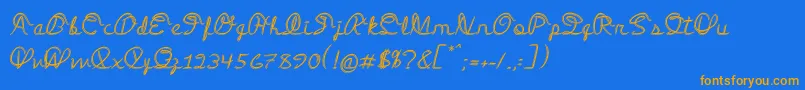 Fonte MedleyScript – fontes laranjas em um fundo azul