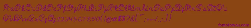 MedleyScript Font – Purple Fonts on Brown Background