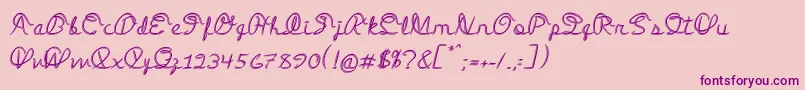 Fonte MedleyScript – fontes roxas em um fundo rosa