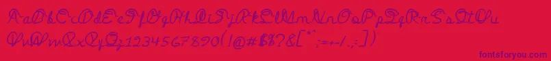 Fonte MedleyScript – fontes roxas em um fundo vermelho