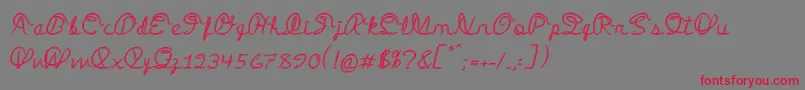 MedleyScript-Schriftart – Rote Schriften auf grauem Hintergrund