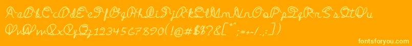 MedleyScript Font – Yellow Fonts on Orange Background