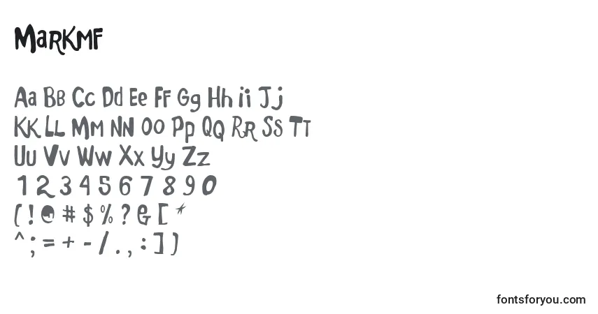 A fonte Markmf – alfabeto, números, caracteres especiais