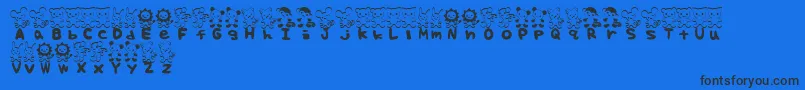 PiDoButsu-Schriftart – Schwarze Schriften auf blauem Hintergrund