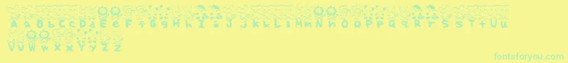 PiDoButsu Font – Green Fonts on Yellow Background