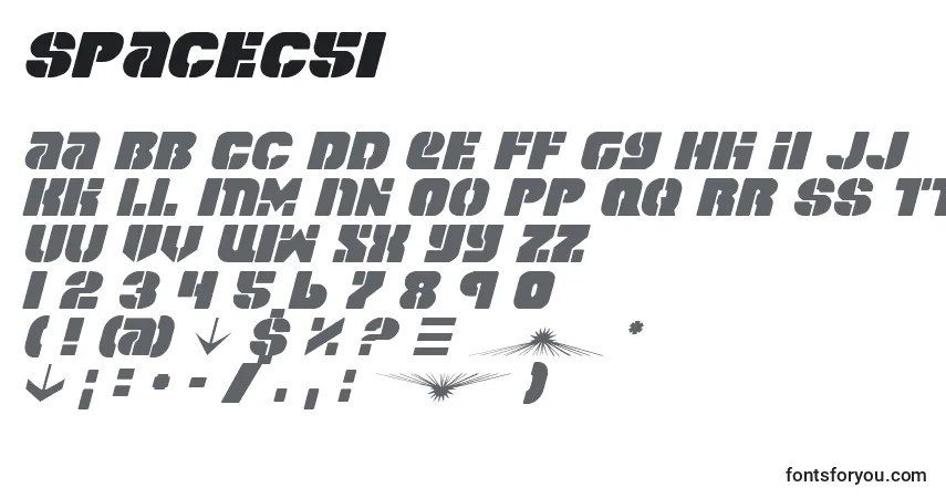 Schriftart Spacec5i – Alphabet, Zahlen, spezielle Symbole