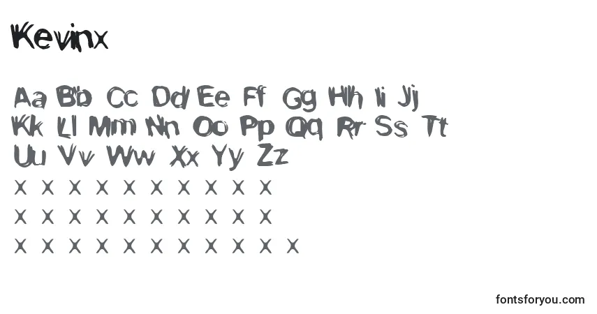 Czcionka Kevin2 – alfabet, cyfry, specjalne znaki