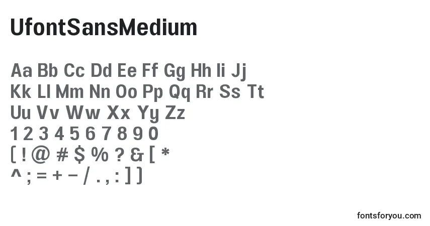 Czcionka UfontSansMedium – alfabet, cyfry, specjalne znaki