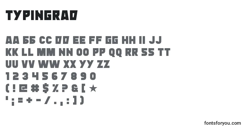 Schriftart Typingrad – Alphabet, Zahlen, spezielle Symbole