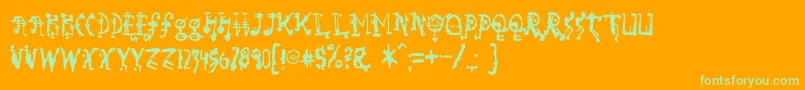 Sorundown-Schriftart – Grüne Schriften auf orangefarbenem Hintergrund
