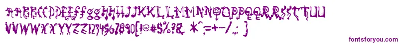 Sorundown-Schriftart – Violette Schriften auf weißem Hintergrund