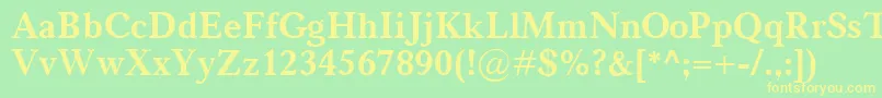 フォントCarniolaBold – 黄色の文字が緑の背景にあります