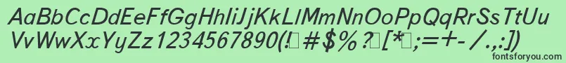 フォントBukvarnayaItalic.001.001 – 緑の背景に黒い文字