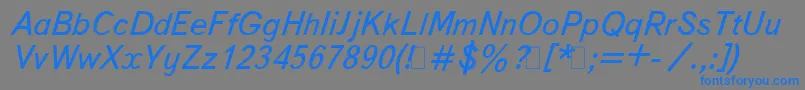 フォントBukvarnayaItalic.001.001 – 灰色の背景に青い文字