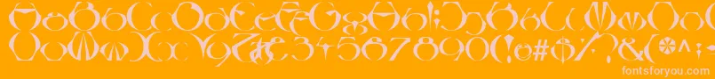 LinotypeBesque-Schriftart – Rosa Schriften auf orangefarbenem Hintergrund