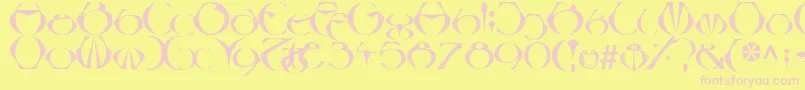 LinotypeBesque-Schriftart – Rosa Schriften auf gelbem Hintergrund