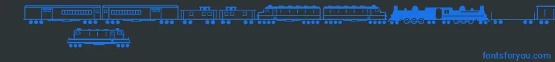 Czcionka TrainsRegular – niebieskie czcionki na czarnym tle