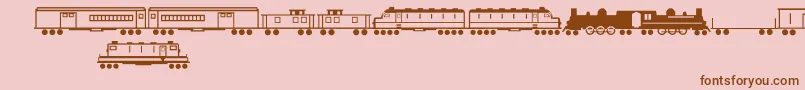 TrainsRegular Font – Brown Fonts on Pink Background