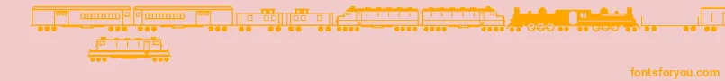 TrainsRegular-Schriftart – Orangefarbene Schriften auf rosa Hintergrund