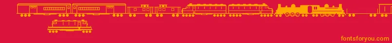 Fonte TrainsRegular – fontes laranjas em um fundo vermelho