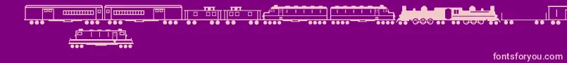 TrainsRegular-Schriftart – Rosa Schriften auf violettem Hintergrund