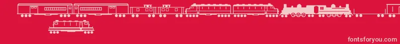 TrainsRegular-fontti – vaaleanpunaiset fontit punaisella taustalla