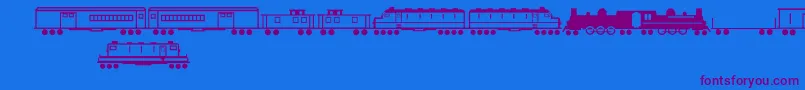 TrainsRegular-Schriftart – Violette Schriften auf blauem Hintergrund