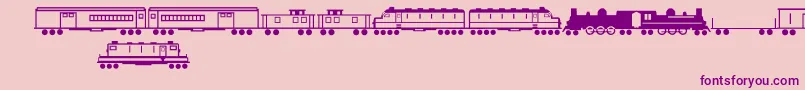 Fonte TrainsRegular – fontes roxas em um fundo rosa