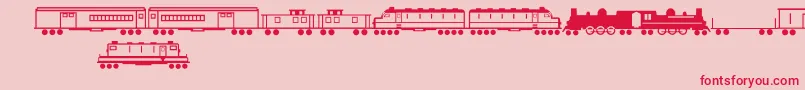Fonte TrainsRegular – fontes vermelhas em um fundo rosa