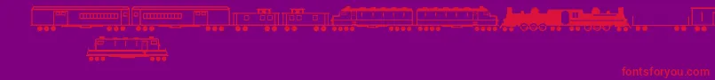 フォントTrainsRegular – 紫の背景に赤い文字