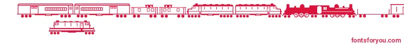 TrainsRegular-Schriftart – Rote Schriften auf weißem Hintergrund