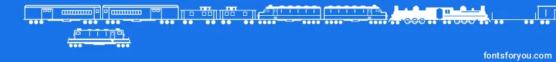 TrainsRegular Font – White Fonts on Blue Background