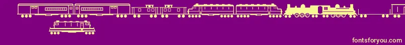 Fonte TrainsRegular – fontes amarelas em um fundo roxo