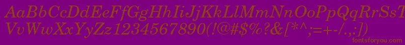 NewcenturyschoolbookcItalic Font – Brown Fonts on Purple Background