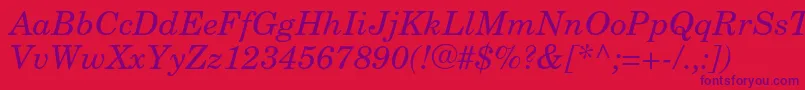 NewcenturyschoolbookcItalic Font – Purple Fonts on Red Background