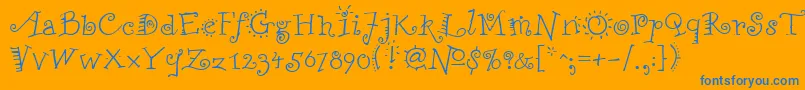 FunstuffRegular Font – Blue Fonts on Orange Background