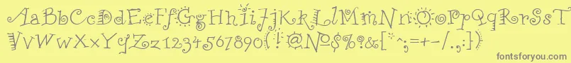 FunstuffRegular-Schriftart – Graue Schriften auf gelbem Hintergrund
